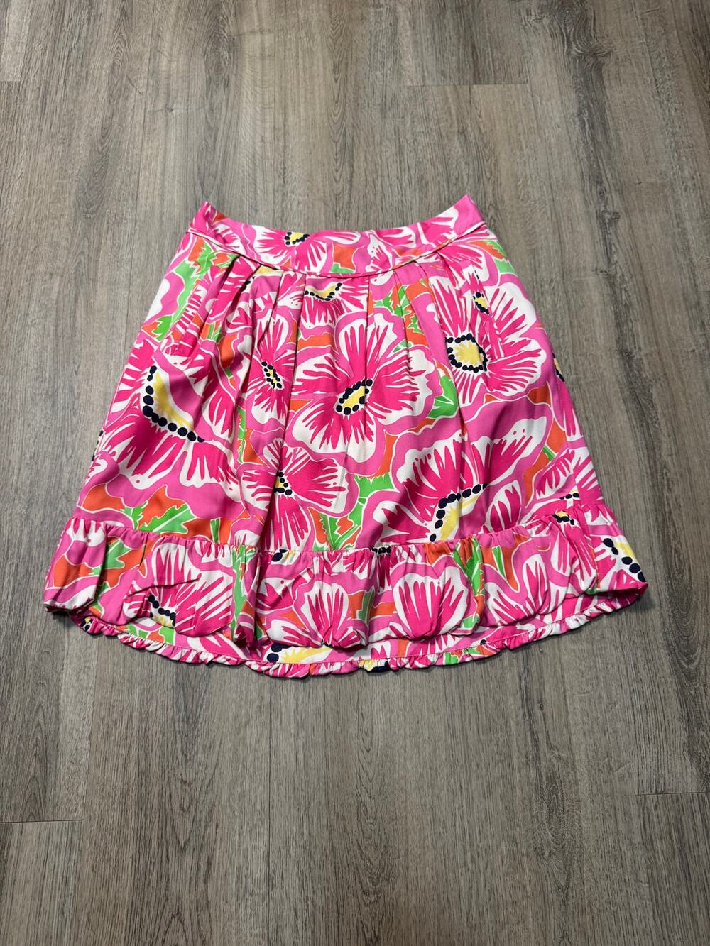 Lilly Pulitzer Women's Pink Floral Ruffle Skater Skirt